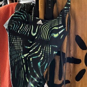 adidas Black and Green Women's One Piece Swimsuit